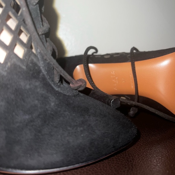 Alaia Black Suede Caged Booties - Picture 6 of 9